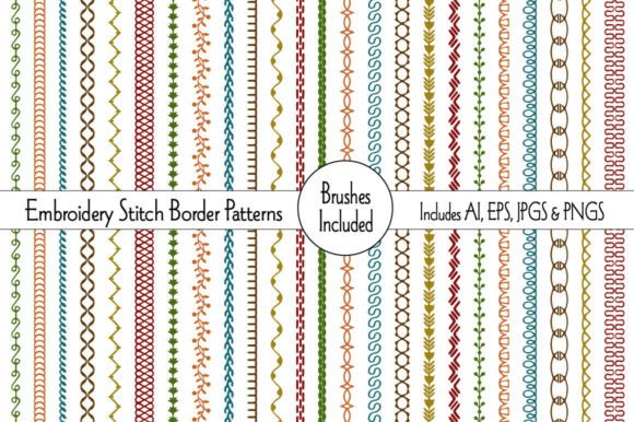 Autumnal Embroidery Stitch Border Patterns for Creative Design