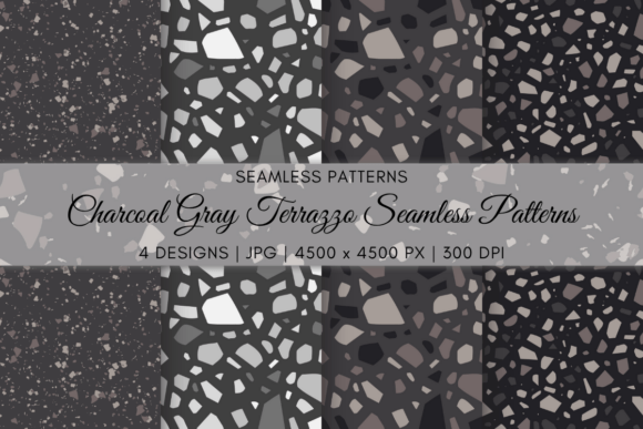 Charcoal Gray Terrazzo Seamless Patterns