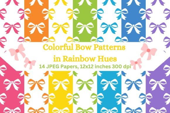 Colorful Bow Patterns in Rainbow Hues