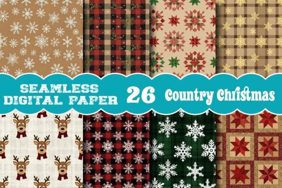 Country Christmas Seamless Patterns