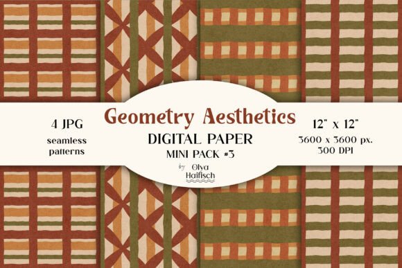 Cozy Abstract Seamless Patterns Set: Elevating Digital Design with Geometry Aesthetics