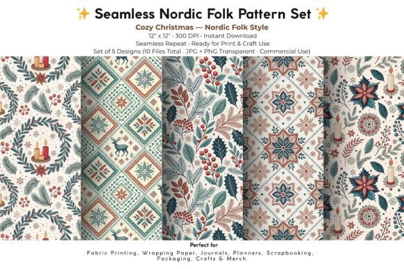 Cozy Christmas Candle Folk Patterns: Elevating Your Holiday Designs with Authentic Scandinavian Style