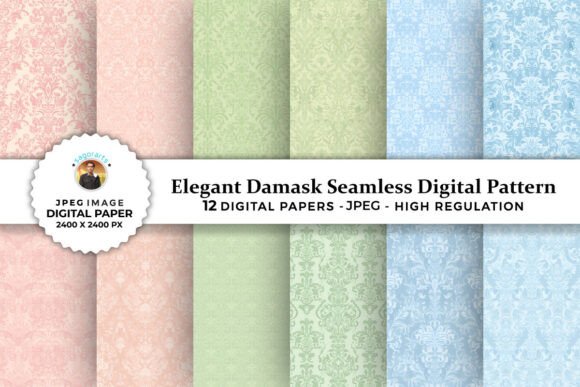 Elegant Damask Seamless Digital Patterns