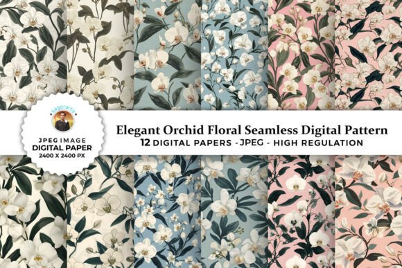 Elegant Orchid Floral Digital Patterns