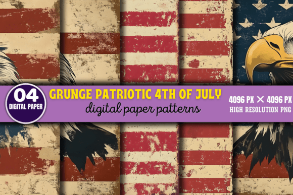 Elevate Your July 4th Creations with Grunge Patriotic 4th of July Patterns 3
