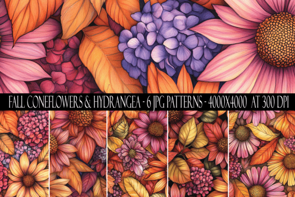 Fall Coneflowers and Hydrangea Patterns