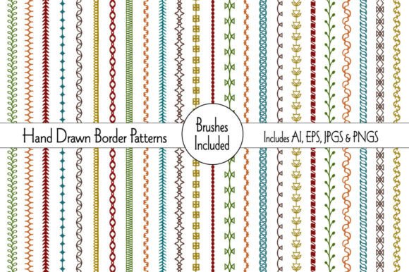 Hand Drawn Border Patterns: Elevating Digital Design with Autumnal Embroidery Aesthetics