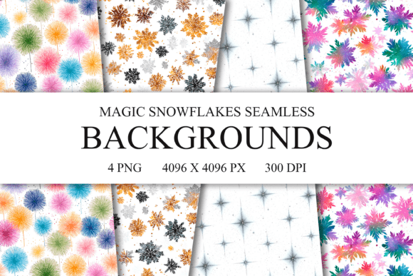 Magic Snowflakes Seamless Patterns