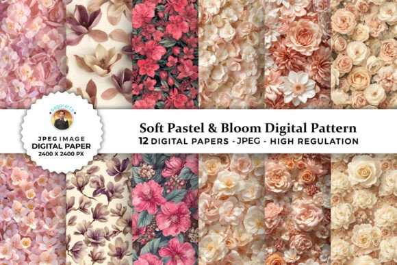 Soft Pastel Bloom Digital Patterns
