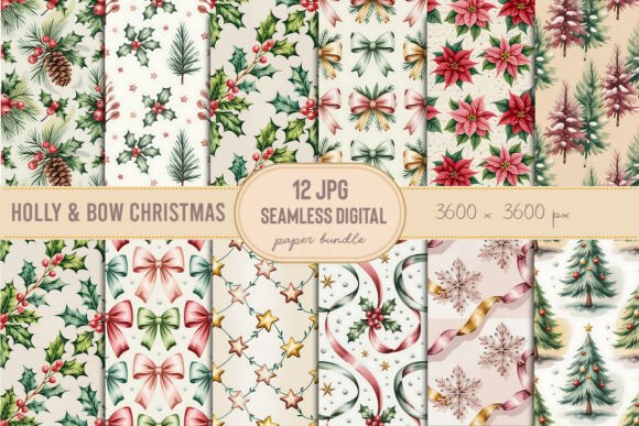 Transform Your Holiday Creations with the Holly Bow Christmas Patterns Bundle