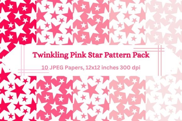 Twinkling Pink Stars Seamless Patterns