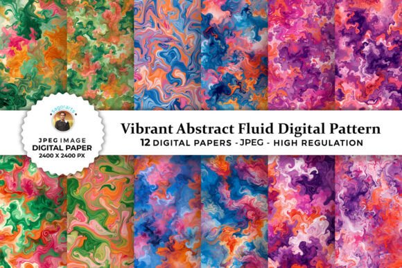 Vibrant Abstract Fluid Digital Patterns: Elevate Your Craft Projects with Professional-Grade Designs