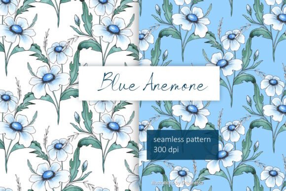 Watercolor Blue Floral Patterns