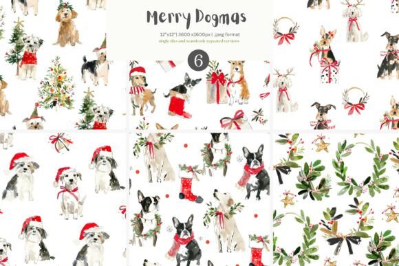 Watercolor Christmas Dogs Patterns: Elevating Seasonal Design with Cozy Pet Aesthetics