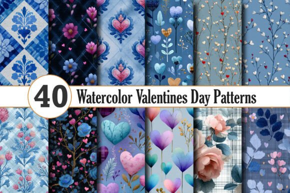 Watercolor Valentine’s Day Patterns